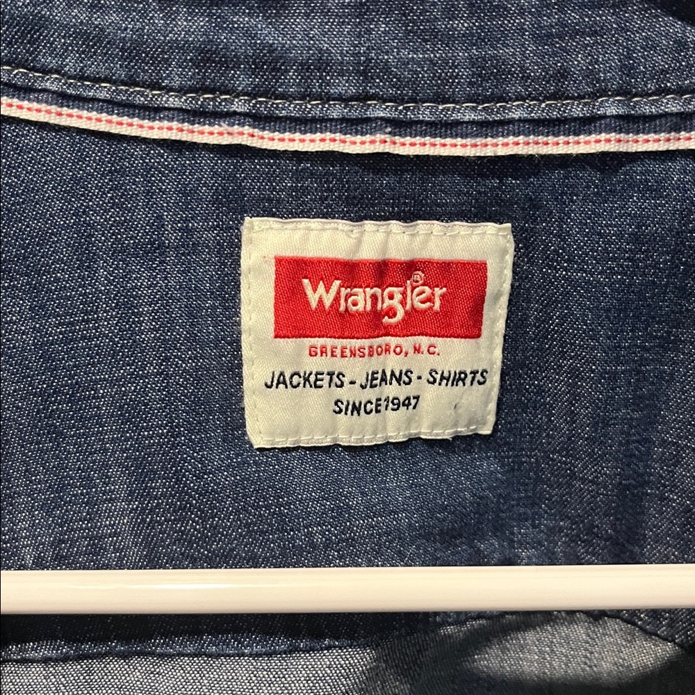 Wrangler Men's Dark Blue Denim Shirt Jacket - Picture 2 of 5